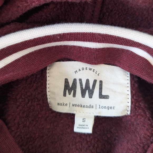 Madewell MWL Superbrushed Easygoing Hoodie Sweatshirt: Striped-Trim - Size S - Picture 7 of 9